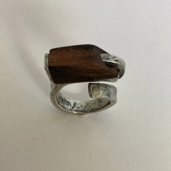Anne Marie Chagnon Solid Pewter Ring Wood Ring - Picture 5 of 10